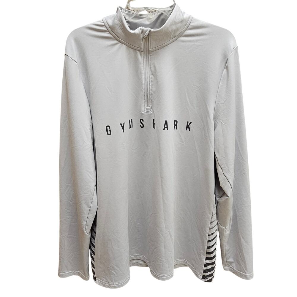 Gymshark Sport Stripe 1/4 Zip Slim Fit Light Gray Men's XXL